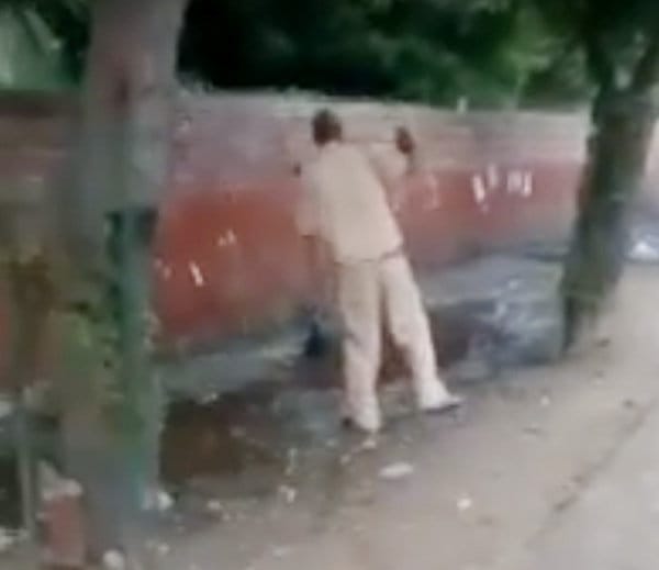 drunken ASI of haryana police fell down in mud on road, viral photos
