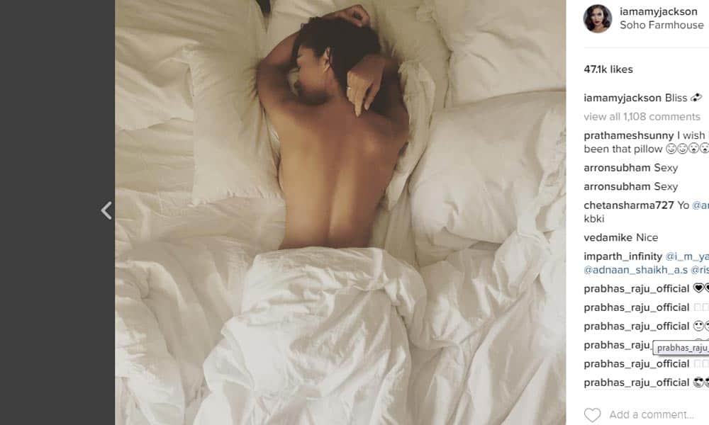 Amy jackson shares her topless picture
