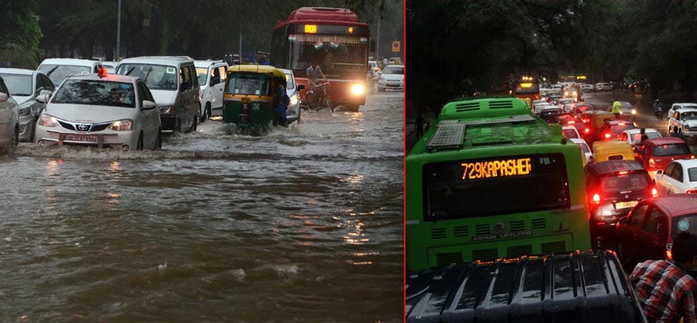 Traffic jam in several parts of ncr after heavy rainfall 