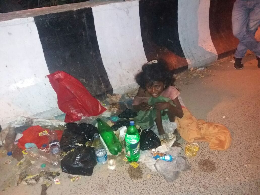 Starving helpless woman 'angel' of the three young men