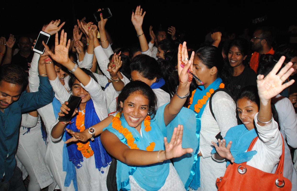ABVP celebrate mkp college victory.