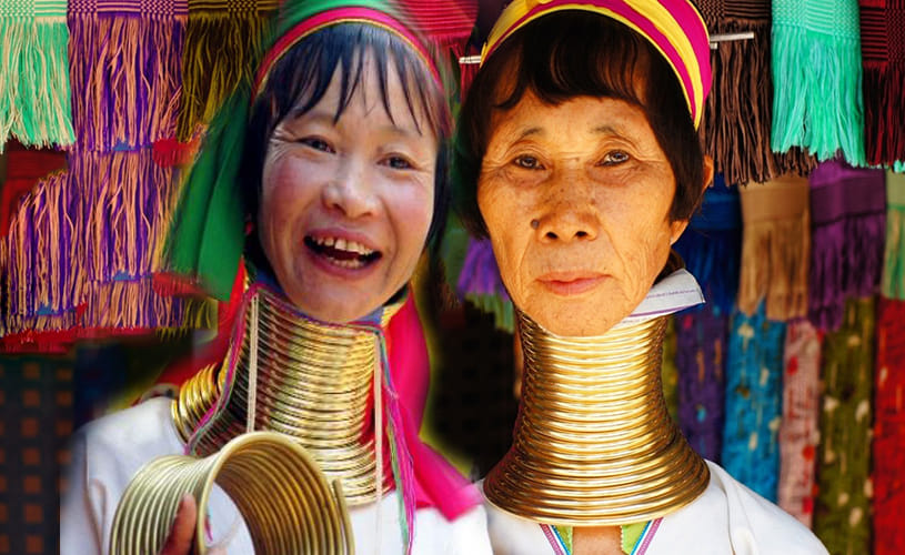 kayan tribe women wear multiple rings all around