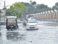 rain in jind, monsoon in jind, road full to rain water, uchana, jind