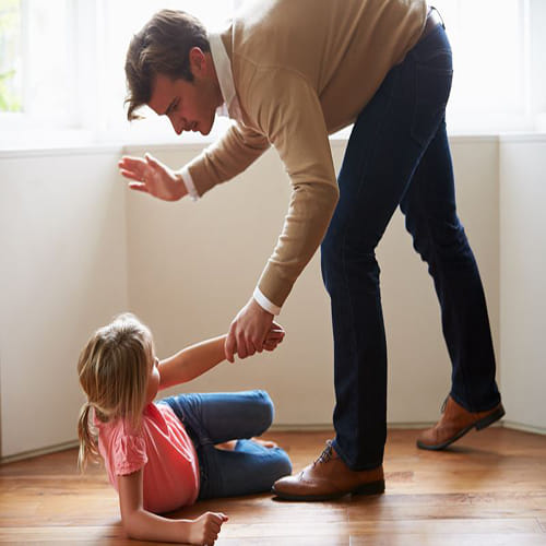 beating behind the head of a child