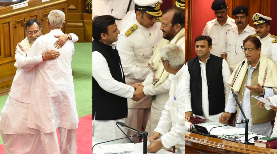 cm akhilesh honours senior vidhan sabha members 