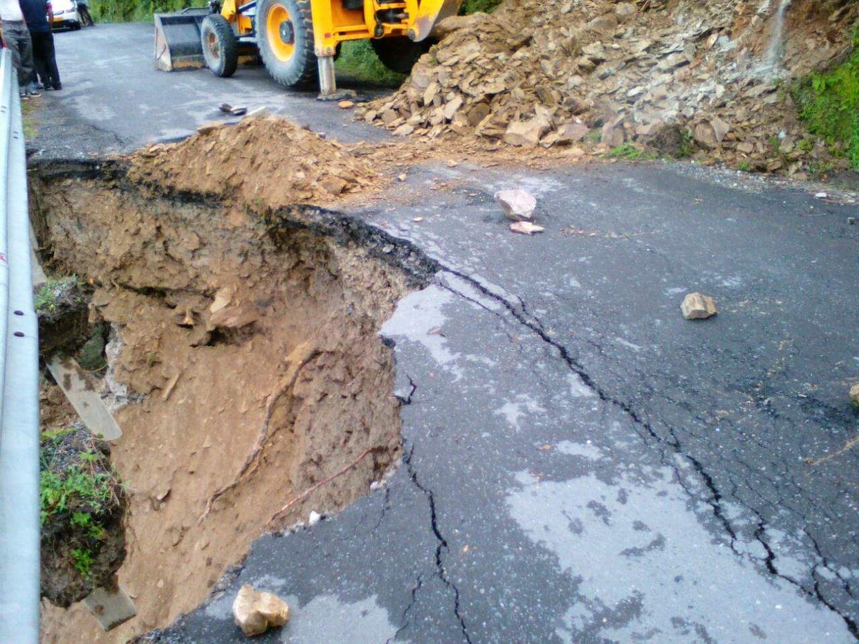 Heavy rains disrupt normal life, large vehicles stranded.
