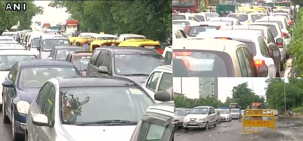 rain lashes delhi ncr, gurgaon badly jam with water logging