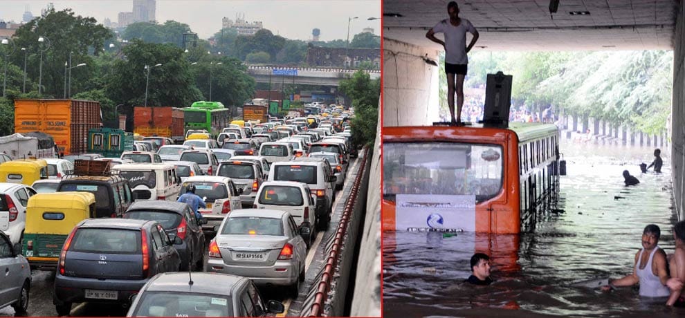 Delhi roads full of water in heavy rain, people anger reflect on social media