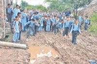 school, students, water logging, kaithal