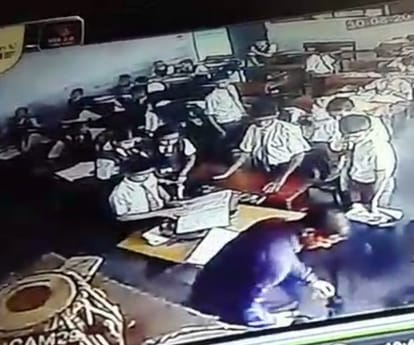 A teacher beats his student in Gonda.