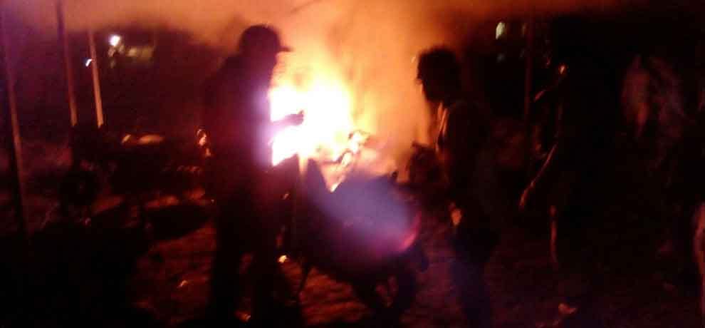 organically in BHU, stone pelting and arson after firing