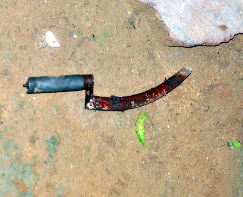 The woman had entered the house throat