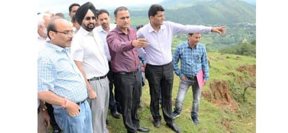 MHRD Team inspected the site central university in Jadrangal near chamunda temple