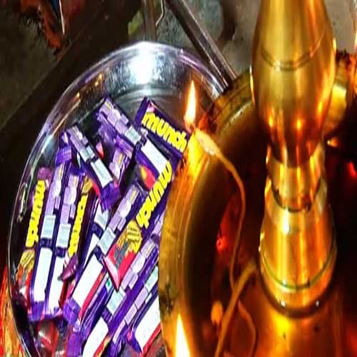 temple where devotees offer chocolate bars to god