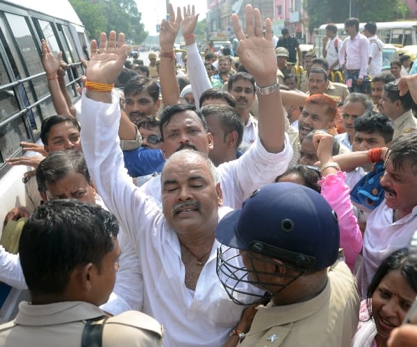  Teachers protest in Lucknow.