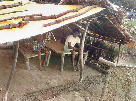 Asiane were destroyed by the flood, the family was living in tents