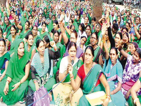 Work on strike outs Anganwadi Caryktriyan