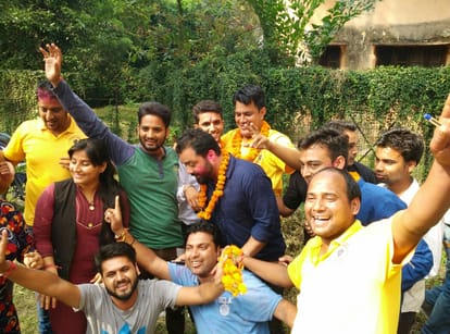 abvp won president post in dav college, satyam shivam won secretary.