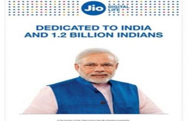Reliance uses Modi pic in Jio ad goes viral in Social Media