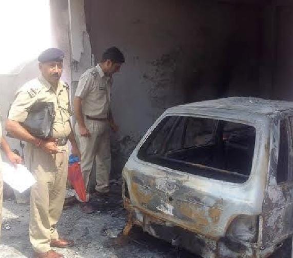 fire in Garage, two cars with bike burnt