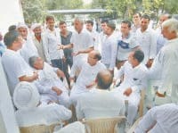 sports stadium, construction, people meet to minister, karnal