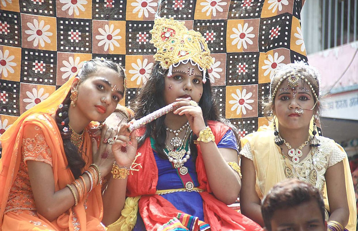 Gaje with musical instruments came Ganapati