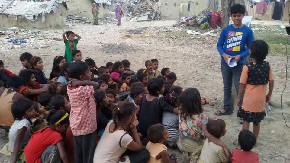 school kid anand krishna mishra teaches slum kid