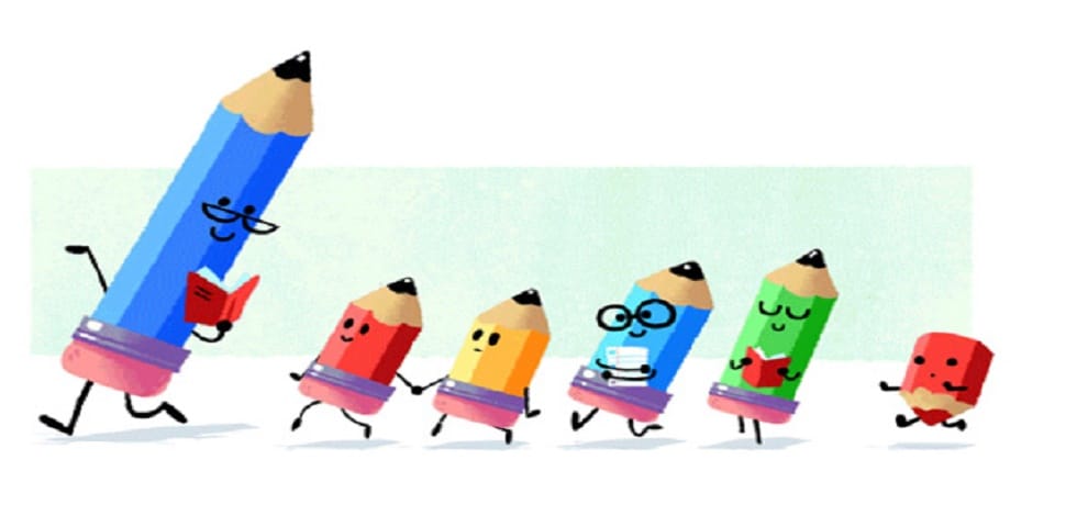  Google doodle celebrates Teacher's Day 2016 with little enthusiastic pencils