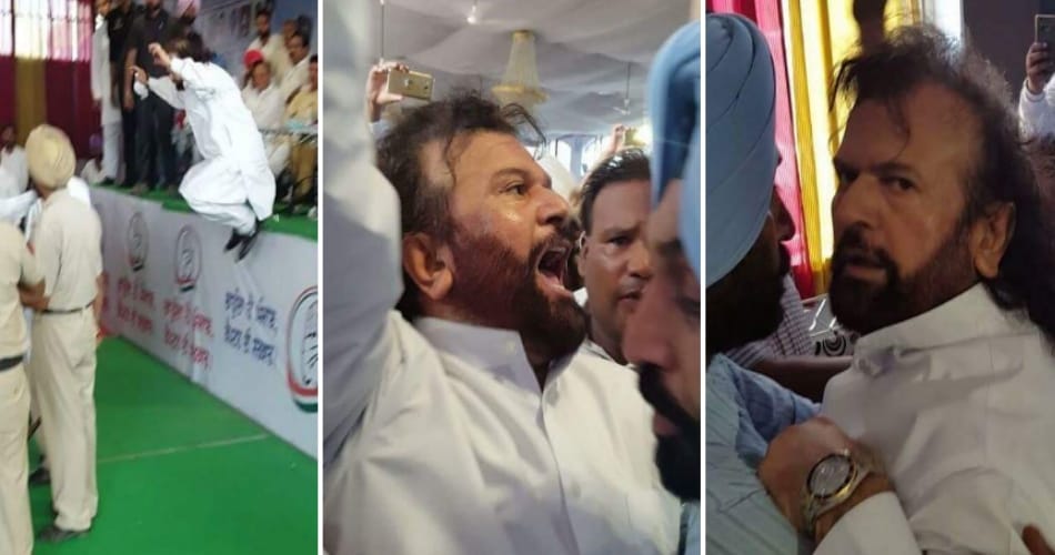 High voltage drama in Congress meeting, hans raj hans jumped down from the stage