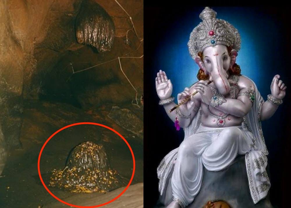 lord ganesha cut head found in this cave