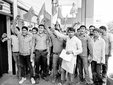 ABVP activists sparked by the closure of MA classes