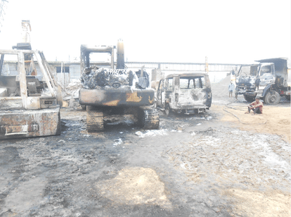Maoists attack on railway bridge construction company's base camp