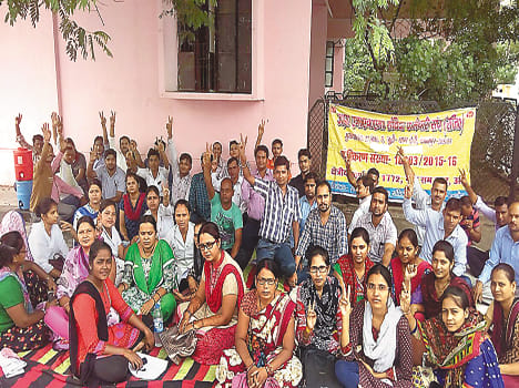 NHM contract workers went on strike