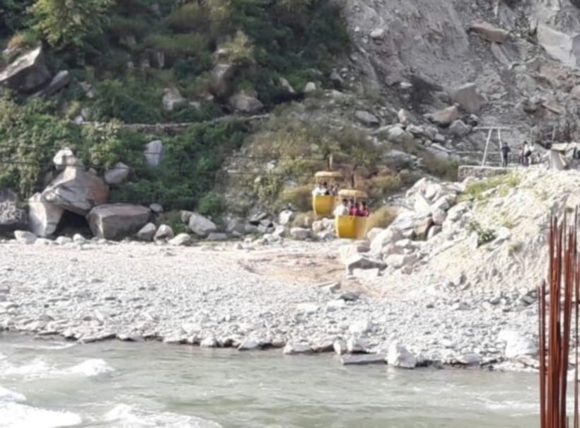 child fell down from trolley and swept away.