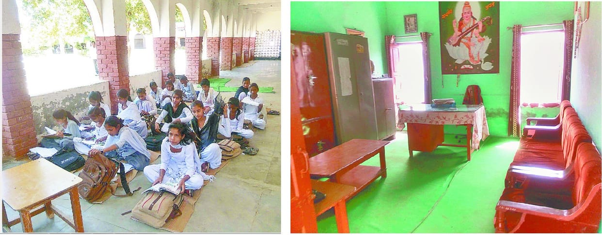 students reads without teacher, teachers soltage in bangaon village, fatehabad