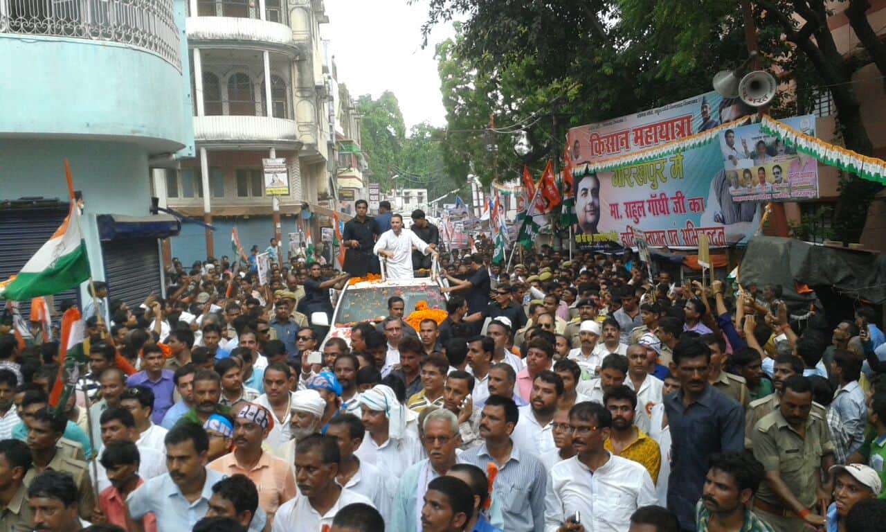 Uttar Pradesh assembly election Rahul Gandhi kisan yatra in Gorakhpur
