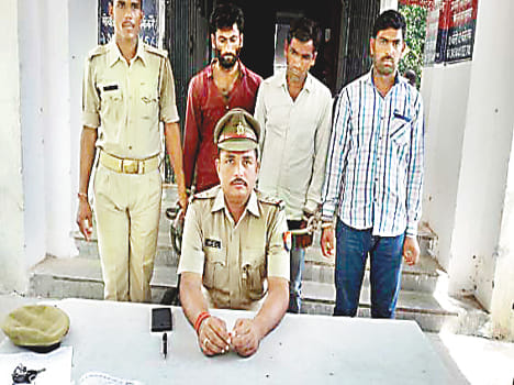 three people arrested with theft tractor