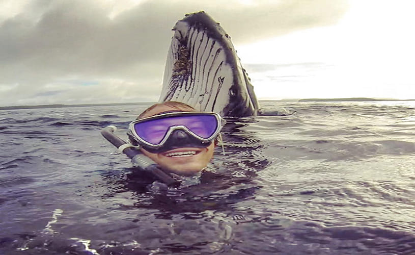 24 year old boy take a selfie with a whale 