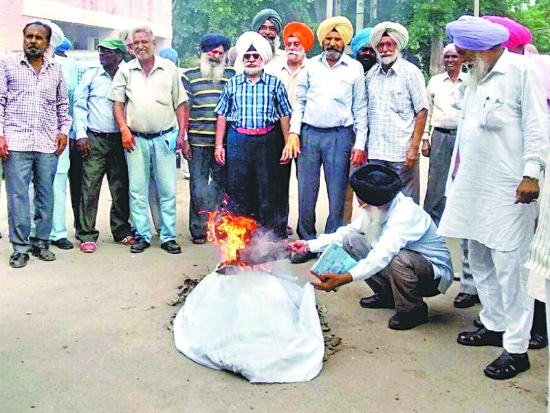 powercom pensioner protest, demand free electricity unit, patiala