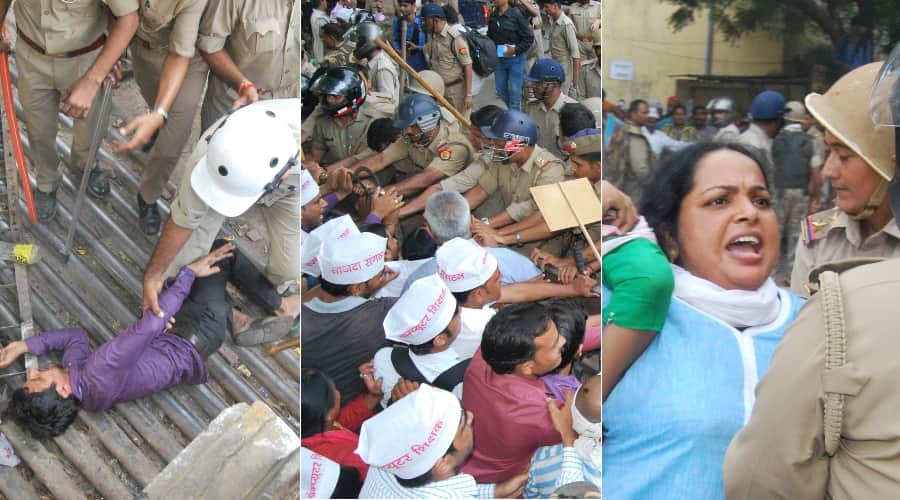 lathicharge on computer anudeshak lucknow
