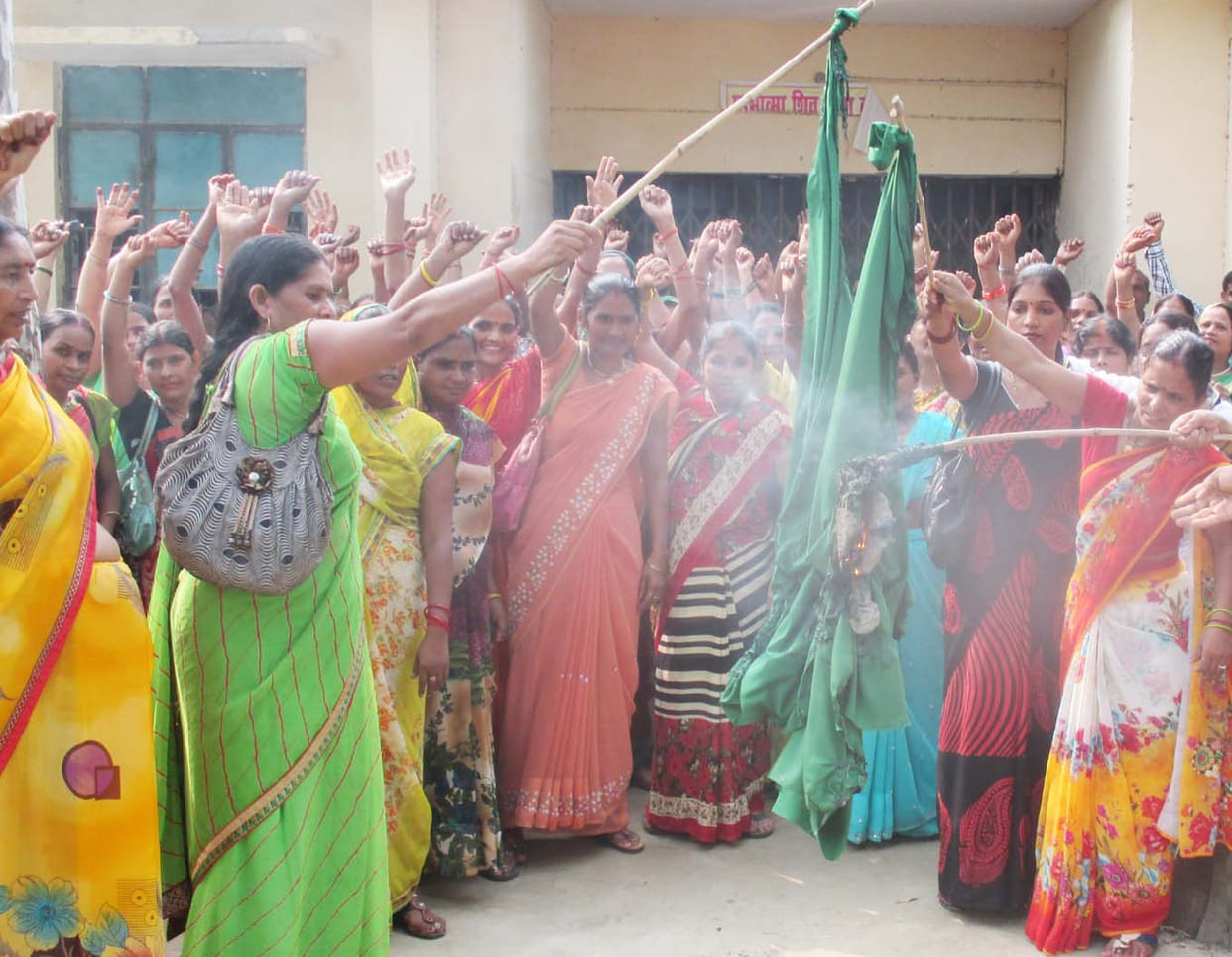 Anganwadi workers imposed lock