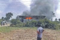 tourist bus, fire,passenger,rewari
