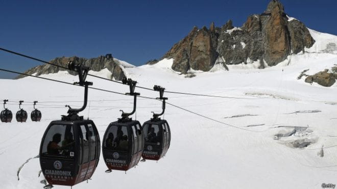 Stranded passengers at 12,000 feet elevation on the cable car