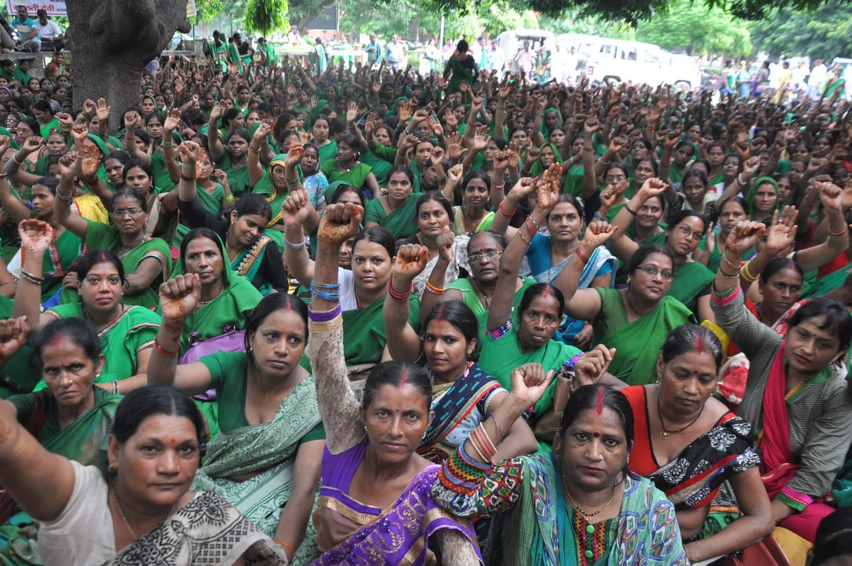 Protest of aaganbadi workers