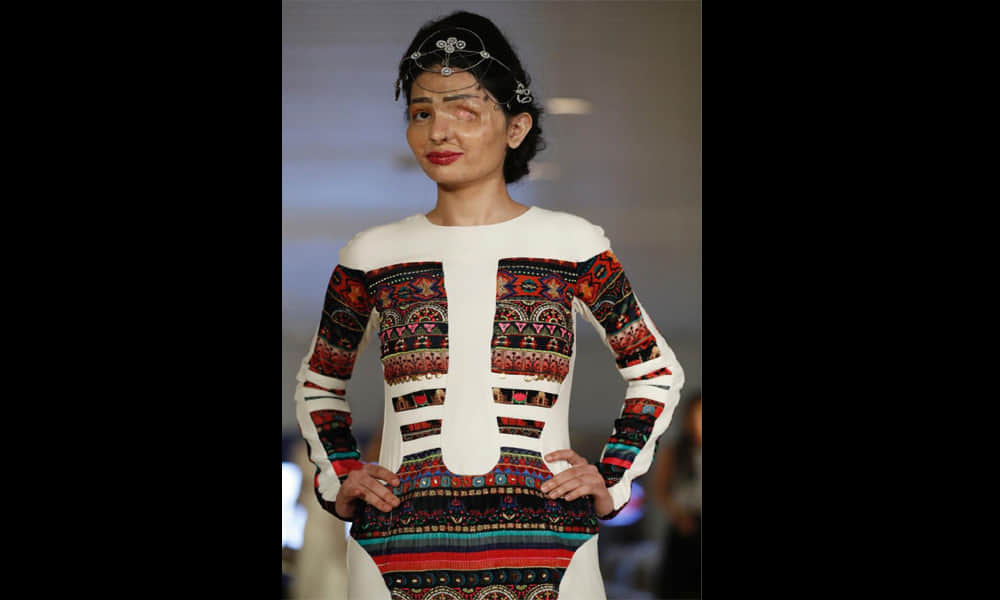 acid attack survivor Reshma Queresh walks the ramp in NY fashion week