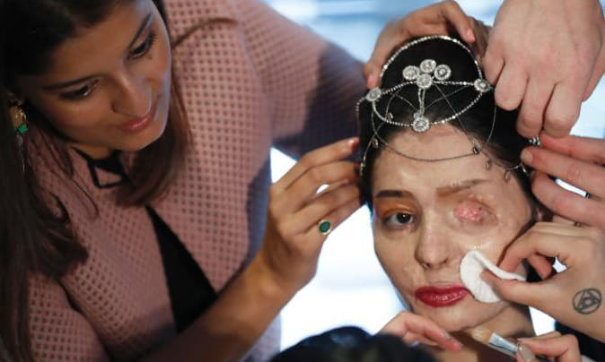 acid attack survivor Reshma Queresh walks the ramp in NY fashion week