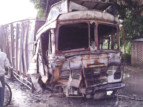 Loader truck hit the fir