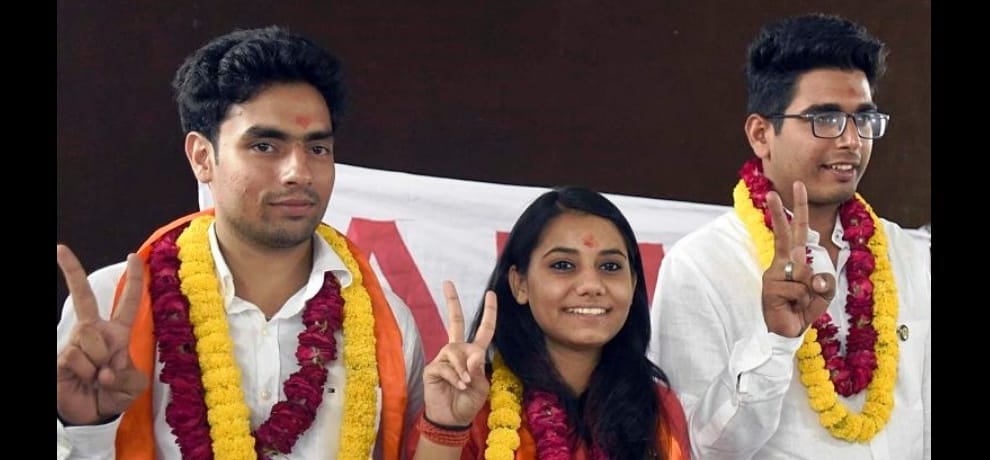 abvp wins 3 seats in dusu election 2016