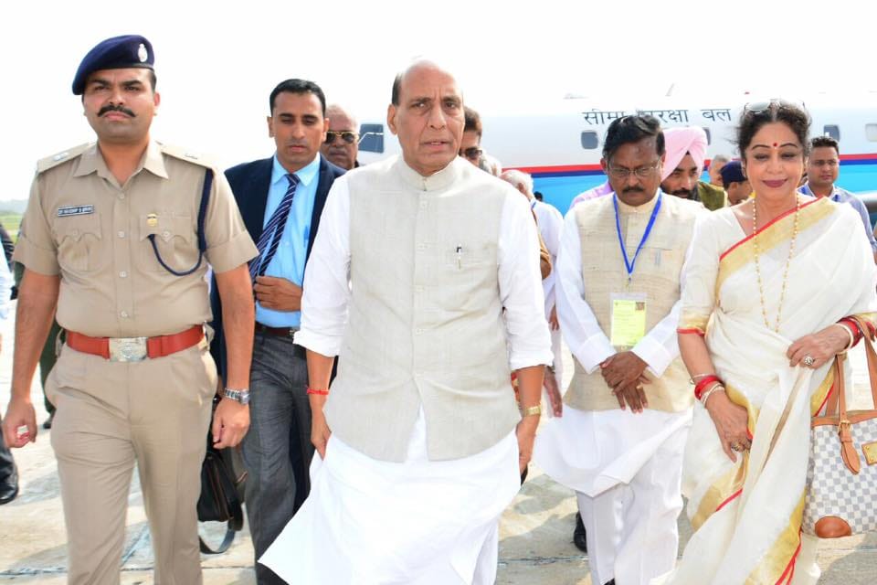 home minister rajnath singh and mp kirron kher at silver jublee celebreation at gmch 32 chandigarh
