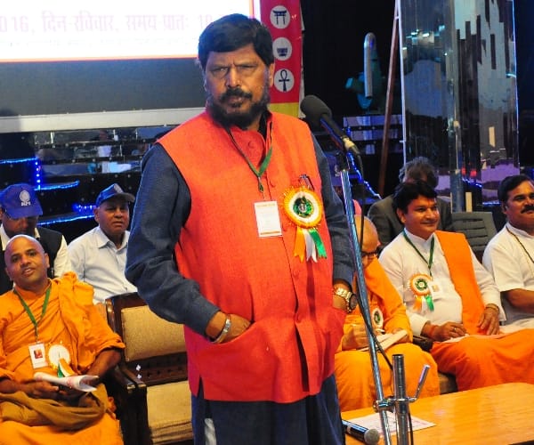 Ramdas athawale targets mayawati in a speech in Lucknow.